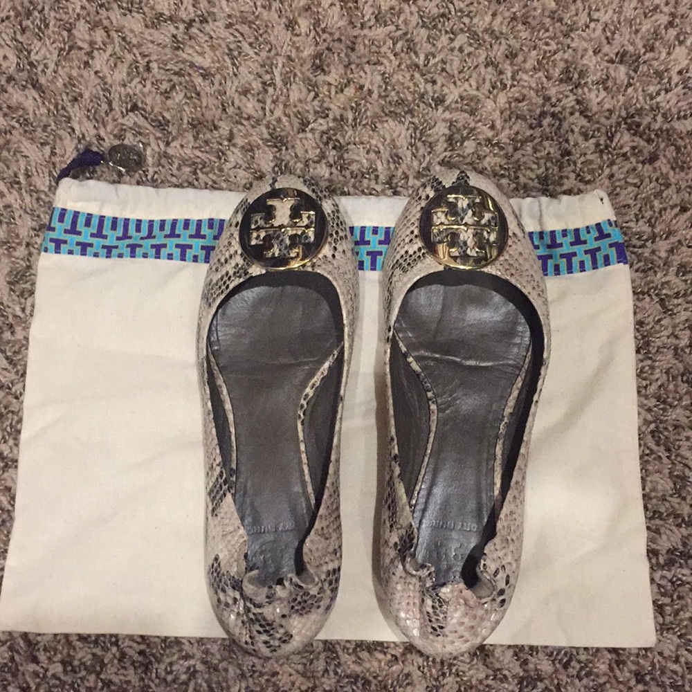 Tory Burch Reva Snakeskin Flats